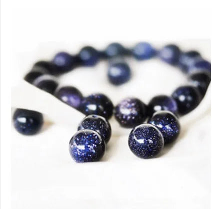 Fashion Vintage Natural Blue Sandstone Bracelet for Men and Women Lover Gift Jewelry 4-6-8-10-12-14-16mm Beads Bracelet & Bangle