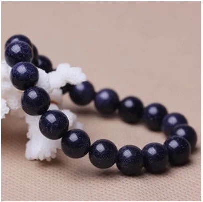Fashion Vintage Natural Blue Sandstone Bracelet for Men and Women Lover Gift Jewelry 4-6-8-10-12-14-16mm Beads Bracelet & Bangle