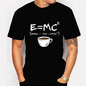 T Shirt for Men Energy=milk+coffee Tshirt Summer Men Clothing Streetwear Round Neck Shirt Fashion Short Sleeve T-shirts Tops