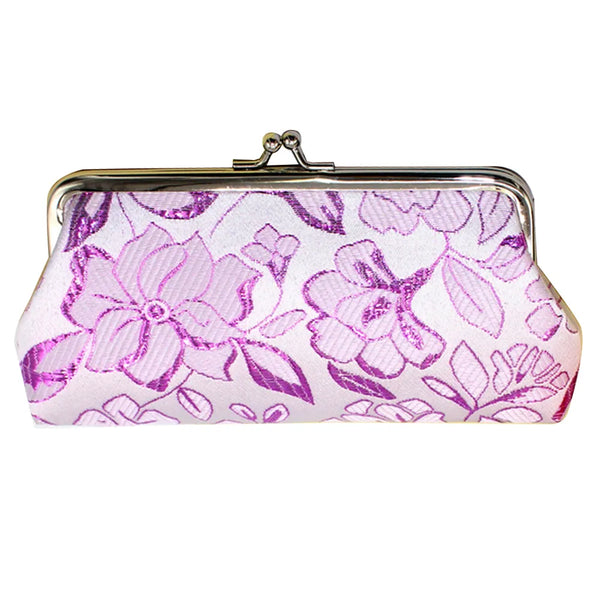 Vintage Women Flower Embroidery Kiss Lock Coin Purse Long Wallet Clutches Bag