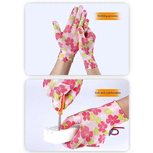 Planting Yard Cleaning Palm-Coated Floral Garden Gloves Women Non-Slip Working Gloves Non-Slip Household Labor Protection Gloves