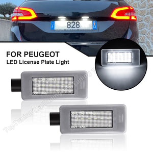 2pcs LED License Number Plate Light Lamp For Citroen C3 MK3 C4 C5 For Peugeot 207 CC 208 2008 308 II T9 Hatchback SW 3008