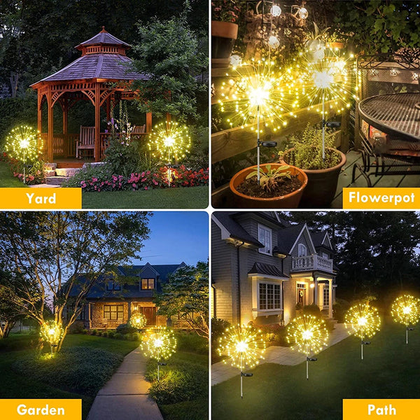 Solar LED Firework Light Grass Globe Dandelion Lamp For Outdoor Waterproof Garden Lawn Landscape Holiday Christmas Lights