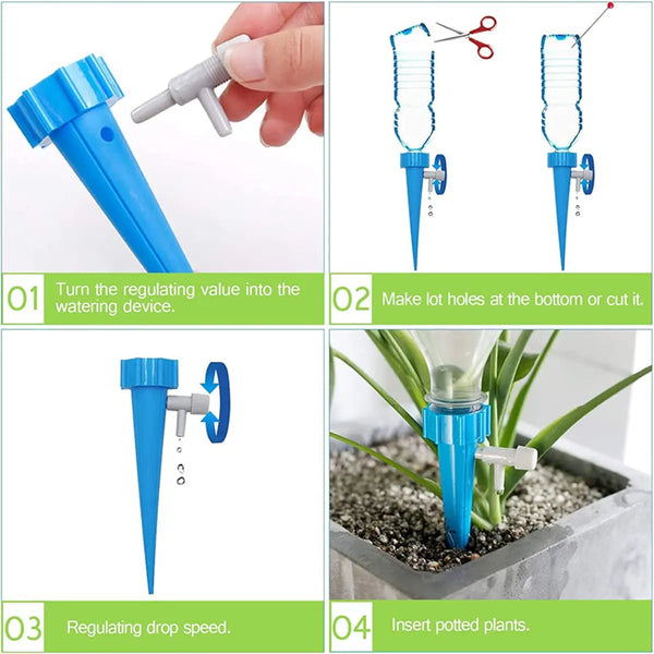 Automatic Drip Spikes Irrigation System Self Watering Flower Plant Greenhouse Garden Indoor Adjustable Auto Water Dripper Device