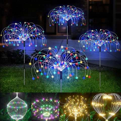 Solar LED Firework Light Grass Globe Dandelion Lamp For Outdoor Waterproof Garden Lawn Landscape Holiday Christmas Lights