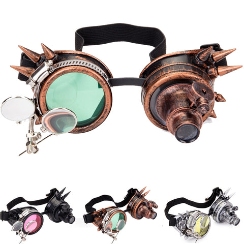 Vintage Victorian Rivet Steampunk Goggles Glasses Welding Cyber Punk Gothic Cosplay